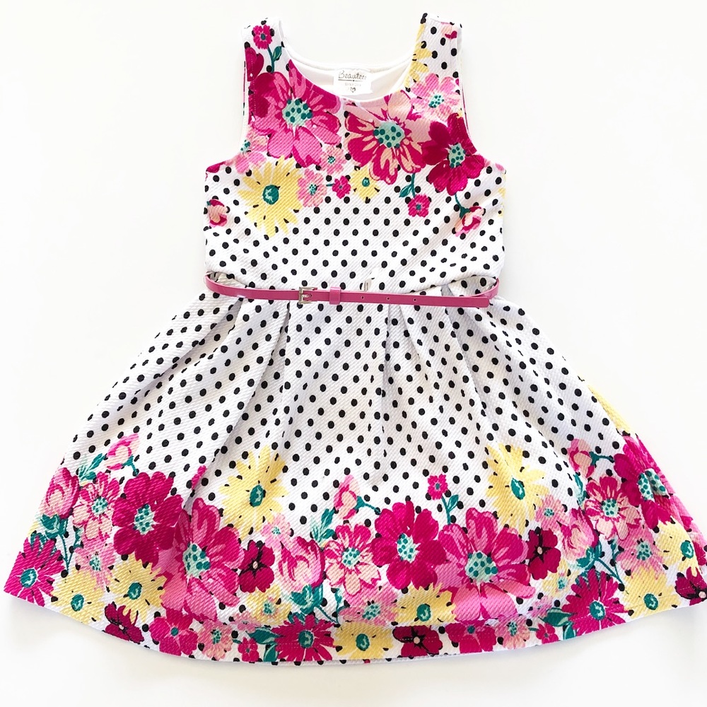 White Polka Dot Floral Dress